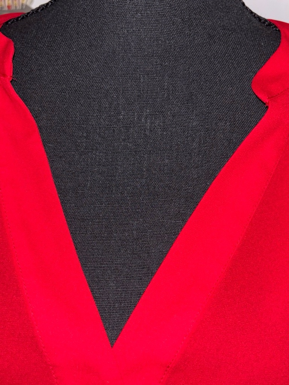 Express Red V-Neck Long Sleeve Blouse - Picture 2 of 5